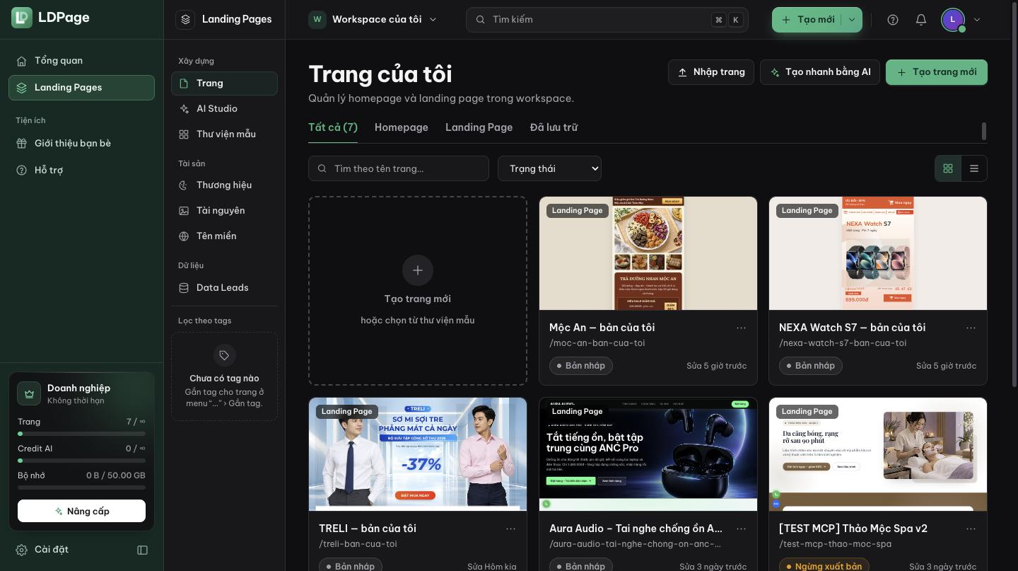 Màn hình Trang của tôi ở dạng lưới