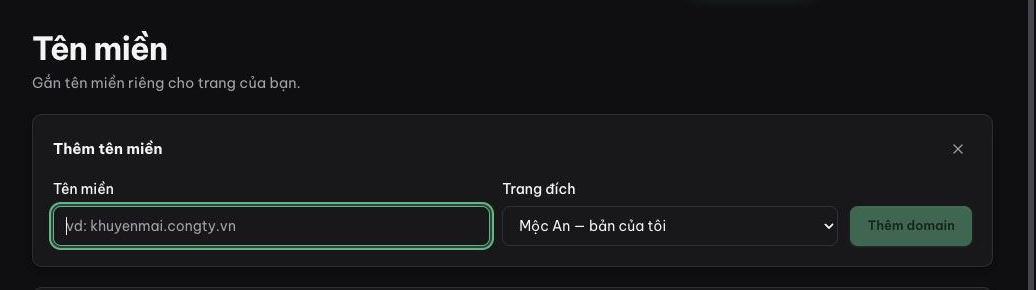 Form Thêm tên miền