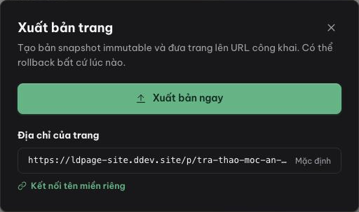 Hộp Xuất bản trang trước khi xuất bản